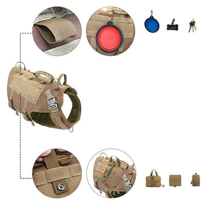 Arnés Táctico Profesional para Perros Grandes Malinois con Correa y Mochila de Entrenamiento - Image 11