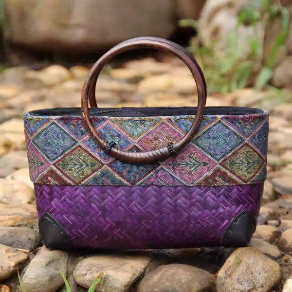 Bolso Tejido de Bambú y Ratán Hecho a Mano para Mujer