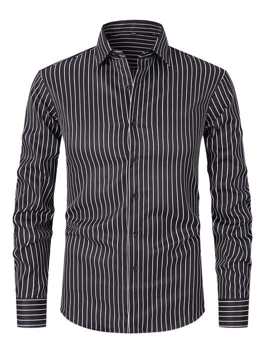 Camisa de Manga Larga en Seda de Hielo con Rayas Coordinadas - Image 5