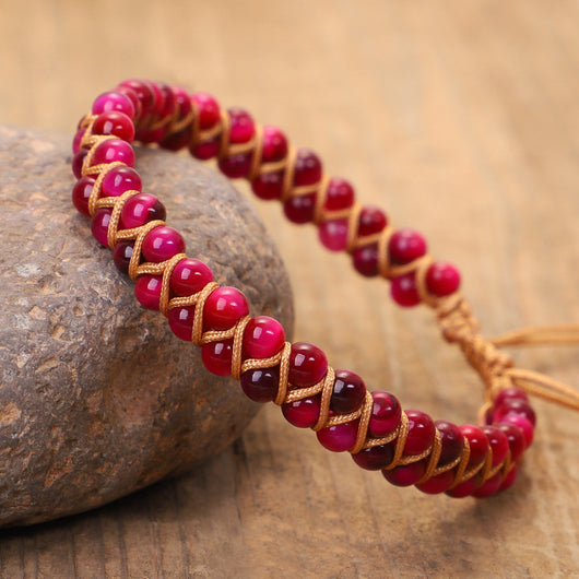 Pulsera de Piedra Doble Capa Artesanal con Enrollado - Image 3