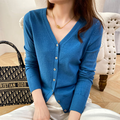 Cardigan Corto Cuello V para Mujer - Suéter Exterior Versátil - Image 20