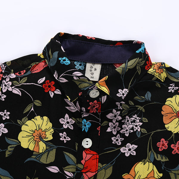 Camisa Infantil con Estampado Floral y Cuello Solapa