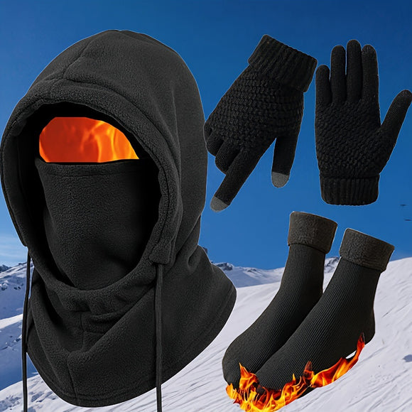 Conjunto Completo Abrigador: Gorro, Guantes y Calcetines Invierno