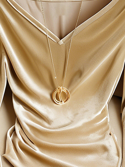 Blusa Champagne Escote V Manga Larga Plisada Terciopelo para Invierno - Image 8