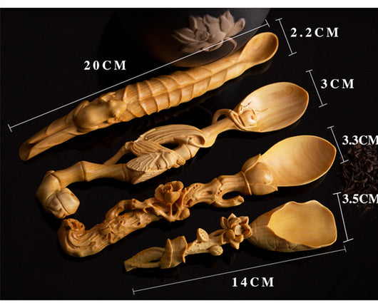 Cucharilla de Té Zen de Madera de Boj Tallada Artesanalmente - Image 9