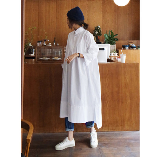 Vestido Camisero Holgado Talla Grande Manga Larga para Mujer - Image 3