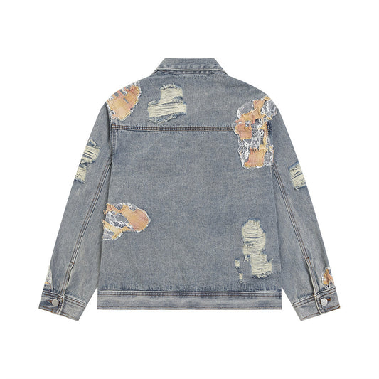 Chaqueta Denim con Costuras de Encaje y Detalles Rotos - Image 2