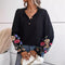 Blusa Larga de Mujer Estilo Europeo y Americano con Cuello en V para Verano