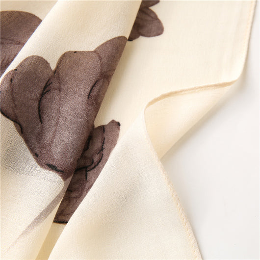 Pañuelo Largo de Algodón y Lino con Costura Floral Combinada - Image 6