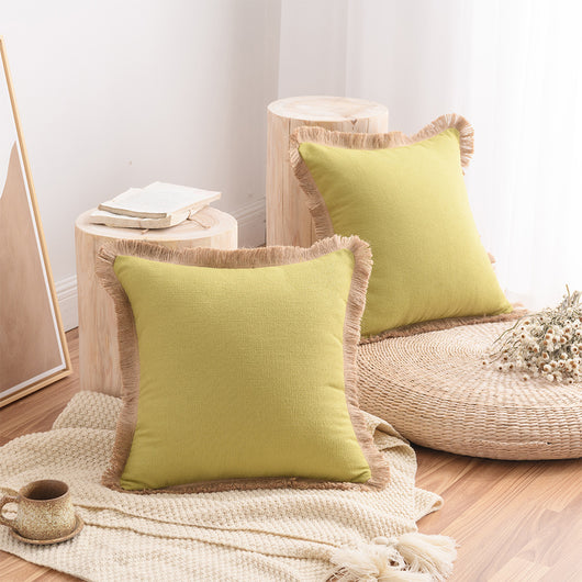 Funda de Almohada de Algodón y Lino Estilo Nórdico Reforzada Color Sólido - Image 13