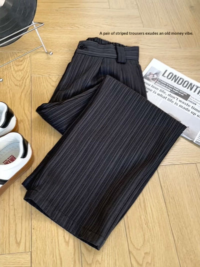 Pantalones de Vestir Rayas Hombre Pierna Recta Corte Amplio - Image 11