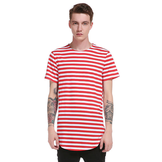 Camiseta Hombre Rayas Manga Corta Cuello Redondo Estilo Urbano - Image 13