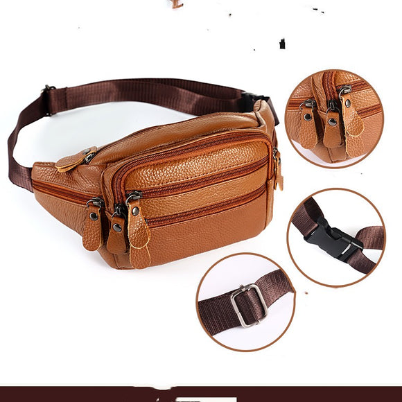 Bolsa de Cintura de Cuero para Hombre Impermeable Multifuncional