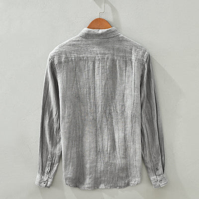 Camisa de Lino Manga Larga Suelta para Hombre - Image 5