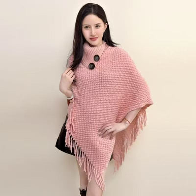 Poncho Suéter Casual de Felpa Suave para Mujer