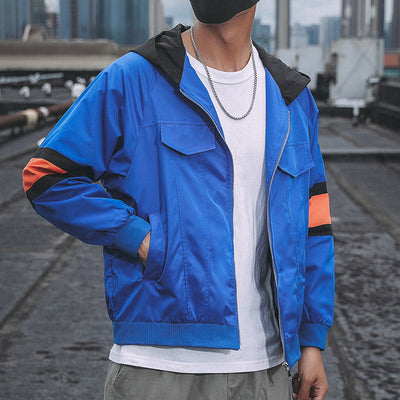 Chaqueta de Trabajo Capucha Hombre Talla Grande Contraste Costura