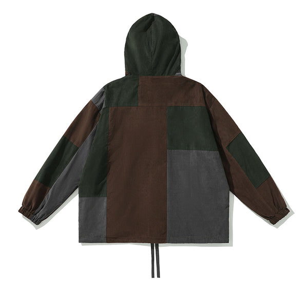 Chaqueta Hoodie de Montaña con Bloques de Color en Pana