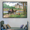 Cuadro Decorativo de Tela Bordada con Paisaje Suburbano