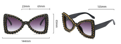 Pink butterfly frame sunglasses with purple gradient lenses and sparkling purple rhinestone embellishments. - Image 8