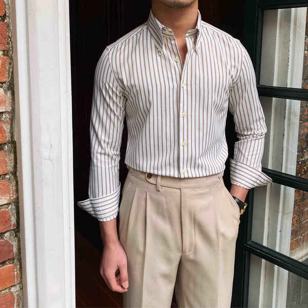 Camisa Casual de Rayas Italianas Manga Larga