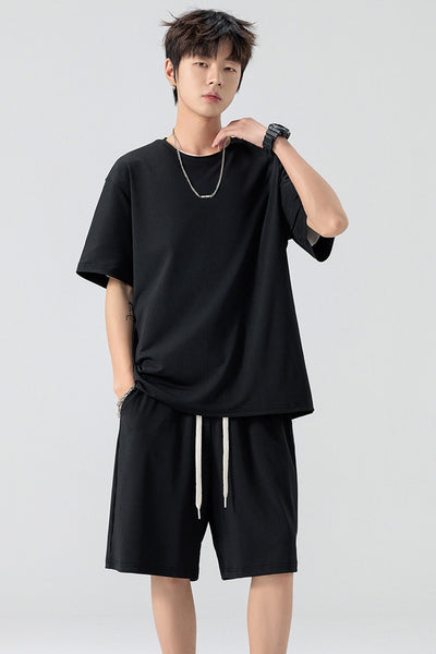 Conjunto de Pantalón y Camiseta Ice Silk para Hombre - Color Sólido - Image 11
