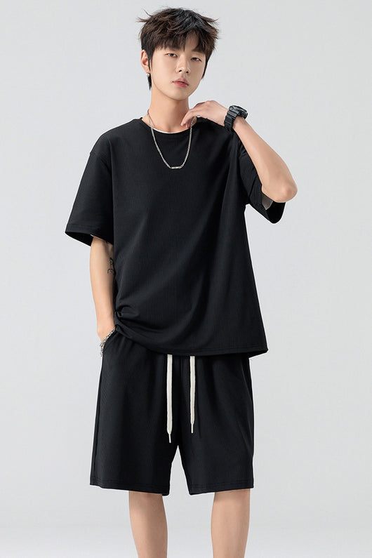 Conjunto de Pantalón y Camiseta Ice Silk para Hombre - Color Sólido - Image 11