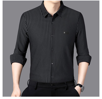 Camisa de Rayas Manga Larga para Hombre - Casual Ejecutivo Primavera Otoño - Image 13