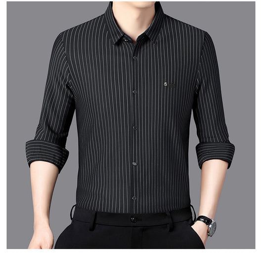 Camisa de Rayas Manga Larga para Hombre - Casual Ejecutivo Primavera Otoño - Image 13