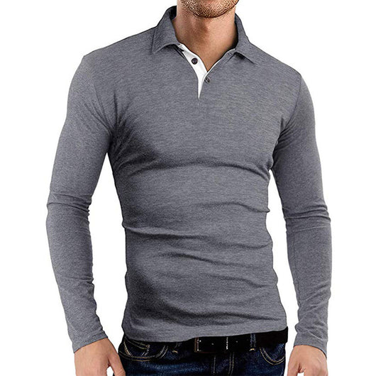 Camiseta Manga Larga Cuello Solapa Hombre - Colores Sólidos - Image 11