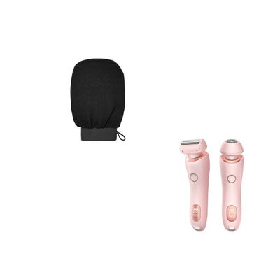 Light blue 2-in-1 electric shaver for women with interchangeable foil and epilator heads, digital display. - Image 9