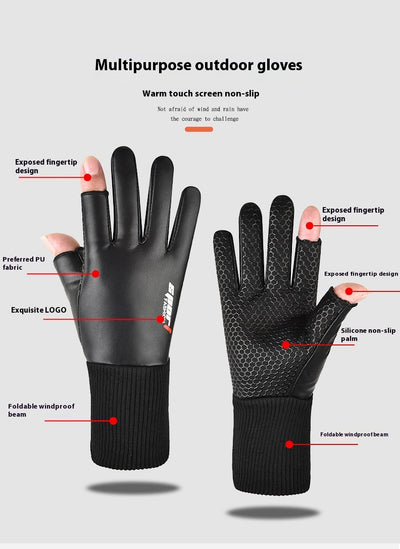 Guantes de Cuero para Hombre, Impermeables, Antideslizantes y para Pantalla Táctil - Image 23