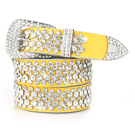 Cinturón de Cuero para Mujer con Incrustaciones de Cristales Brillantes - Image 3