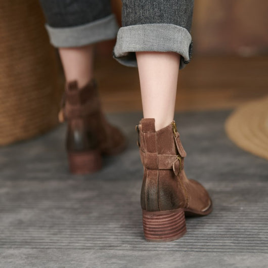 Zapatos de Tacón Medio con Cremallera Lateral y Punta Redonda para Mujer - Image 17