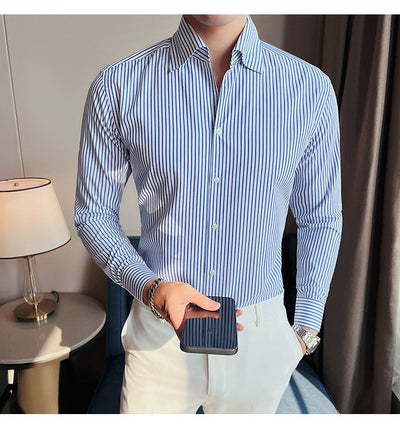 Camisa de Vestir Hombre Talla Grande a Rayas sin Planchado - Image 17
