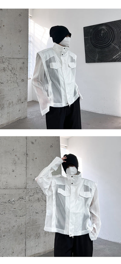 Blusa Suelta de Gasa con Cuello Alto Protección Solar - Image 25