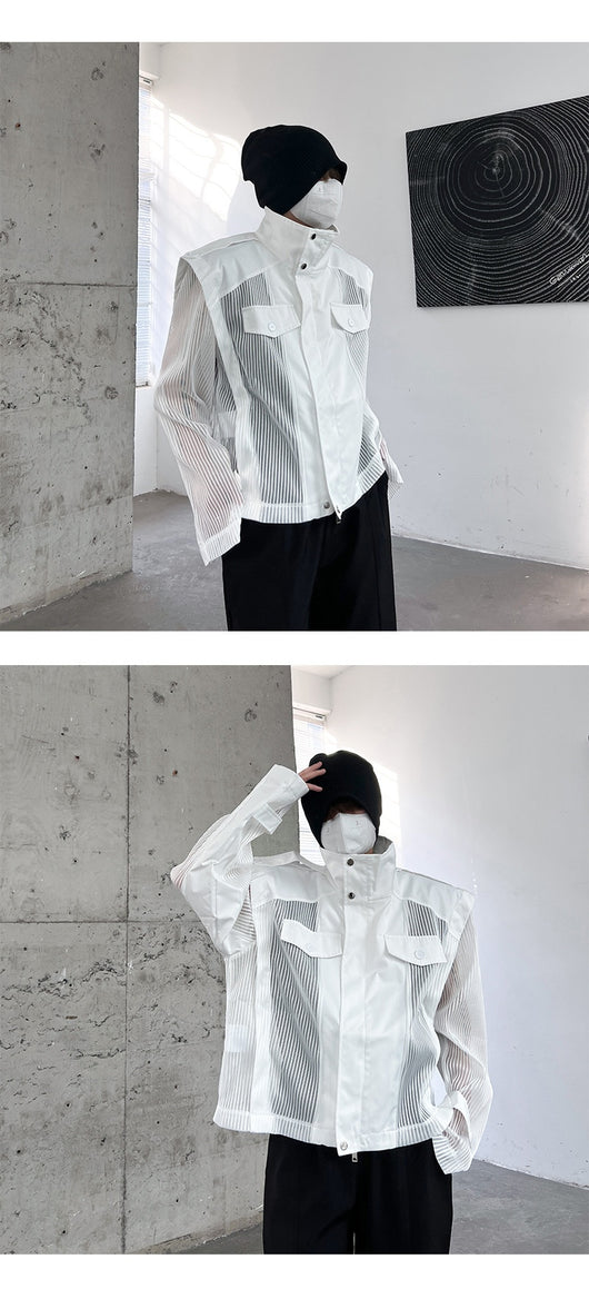 Blusa Suelta de Gasa con Cuello Alto Protección Solar - Image 25