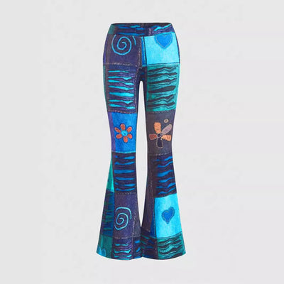 Pantalones Bootcut Ajustados con Estampado Abstracto Moderno - Image 3