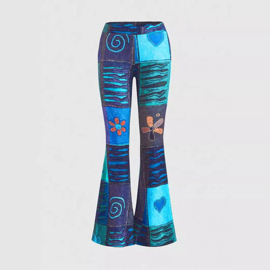 Pantalones Bootcut Ajustados con Estampado Abstracto Moderno - Image 3
