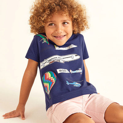 Playera Infantil de Verano con Estampado y Bordado de Dibujos Animados