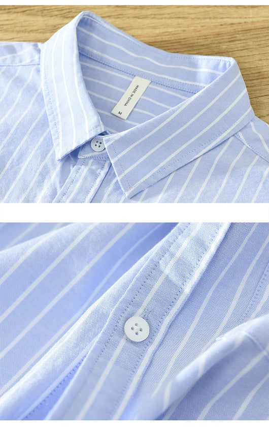 Camisa Oxford Casual de Rayas para Hombre - Corte Relajado y Manga Larga - Image 21