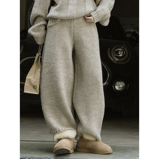 Pantalones de Lana Islandesa Gruesos Holgados Retro - Tejido Casual Cómodo - Image 2