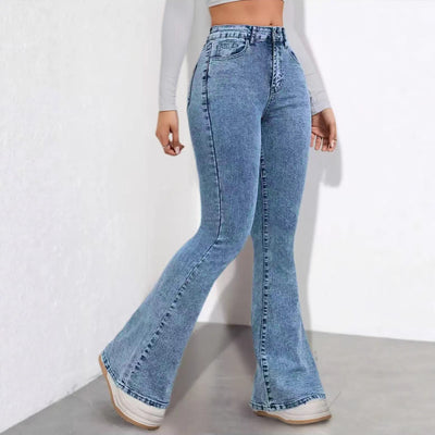 Pantalones Slim Fit Cintura Alta con Estampado Denim y Tela Elástica - Image 4