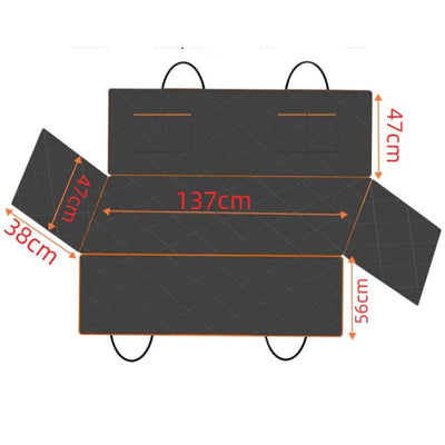 Black quilted Oxford cloth car pet mat installed in a car's rear seat, featuring a hammock design with side flaps. - Image 11
