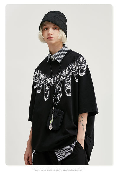 Playera Hombre Manga Corta Cadena Metálica Negra Personalizada - Image 13