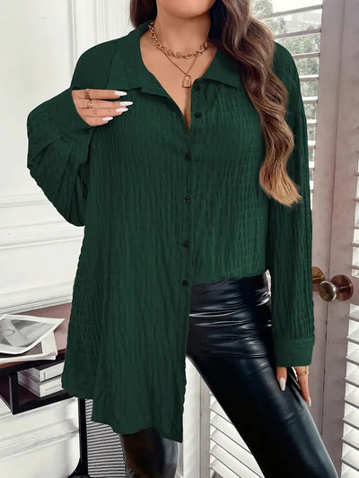 Blusa Casual con Cuello Polo para Tallas Grandes - Image 8