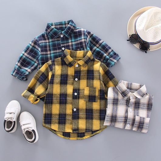Camisas Cuadros Coreanas para Niños y Niñas - Corte Holgado Solapa Larga - Image 7