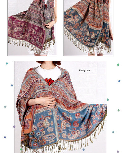 Pañoleta Térmica Jacquard de Cachemira para Aire Acondicionado y Protección Solar - Image 17