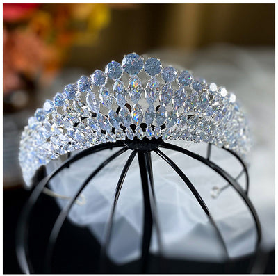 Corona Tiara de Zirconia con Destello de Diamante - Diadema Reina - Image 9