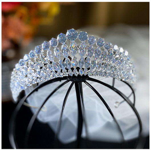 Corona Tiara de Zirconia con Destello de Diamante - Diadema Reina - Image 9