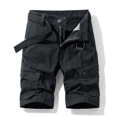 Pantalones Cortos Cargo Multibolsillos de Color Liso para Hombre - Image 8